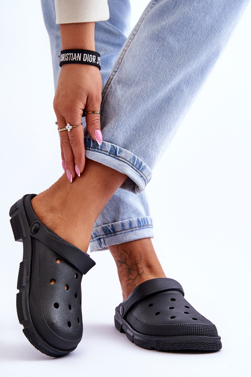 Women's Rubber Crocs Black Rabios