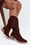 Cowboy Boots Low Heel Eco Suede Chocolate Cherrie