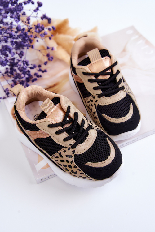Children's Sport Shoes Sneakers Black and Beige Kizzie