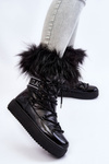 Women's Lace-up Snow Boots Black Santero