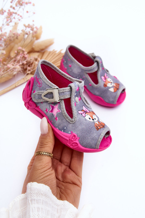Mice Slippers Befado 213P137 Grey-Pink