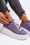 Buty Sportowe Skóra Platforma Maciejka 06191-06 Niebieskie