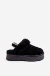 Leather Suede Slippers Women On Platform With Fur Black Sophienne