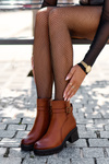 Low Heel Leather Boots Brown Irinaela 