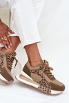 Leather Women's Sneakers On Platform Leopard Print Artiker 55C0089 Brown