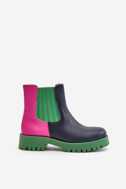 Slip-on Women Boots Flat Heel Leather Lewski 3611 Multicolor