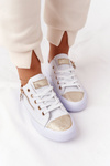 Women's Sneakers With A Zipper White-Gold Festival