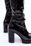 Lacquered Over The Knee Boots On Massive Heel Black Kytia 