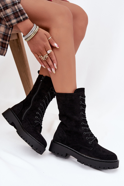 Women's Workery Boots Lined Black Marvielle