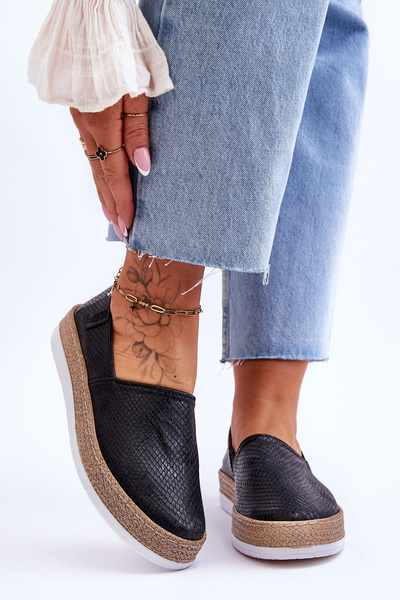 Espadryle Mokasyny Skóra Czarne Big Star LL276002