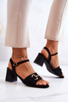 Suede High Heel Sandals With Decoration Black Darlen 