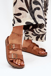 Women's sandals on cork platform with buckles Camel Vesina