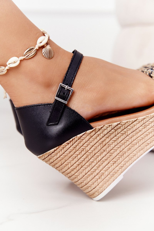 Leather Wedge Sandals Maciejka L4869-01 Black
