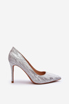Silver Glitter Embellished Pumps Klonisa