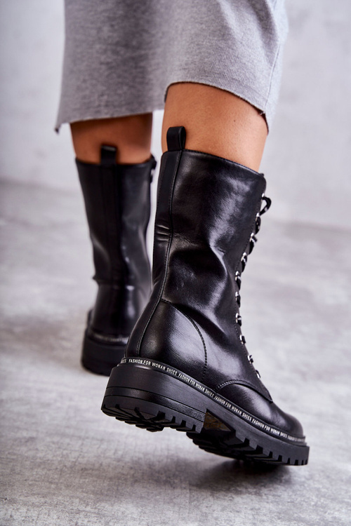 High Warm Women's Boots Tied Black Darla