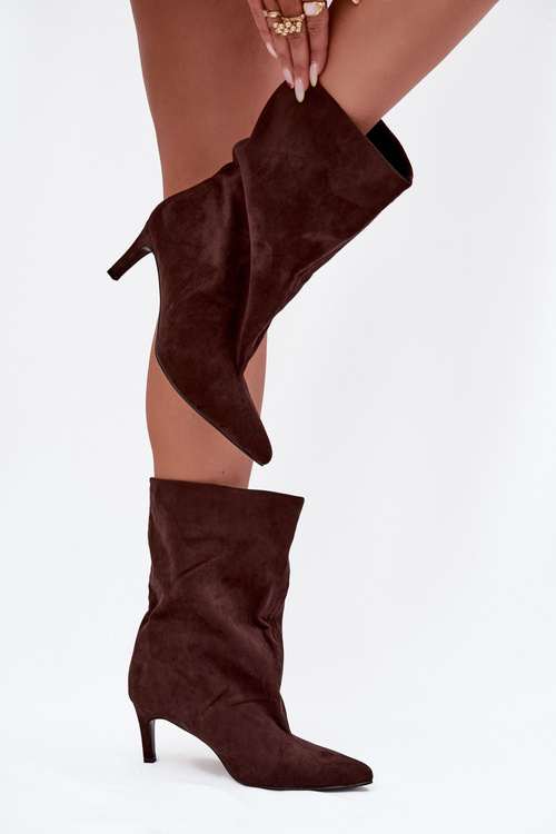 Slip-on Women's Ankle Boots with Heel Chocolate Solvienne