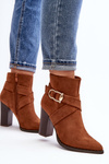 Suede Ankle Boots with Buckle Detail Camel Eftane