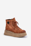 Suede Ankle Boots On Chunky Platform Maciejka 06309-29 Brown