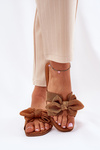 Flat Women's Sliders With Bow Camel Tobin