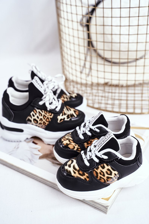 Children's Sport Shoes With A Leopard Pattern Black Penny