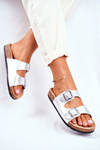Women's Slides On Corck Silver Vivio