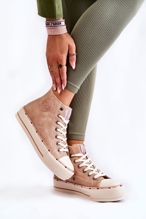 Women's High Warmed up Sneakers Cross Jeans KK2R4045C Beige
