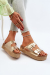 Women's Platform Sandals with Gold Buckles Lolpey