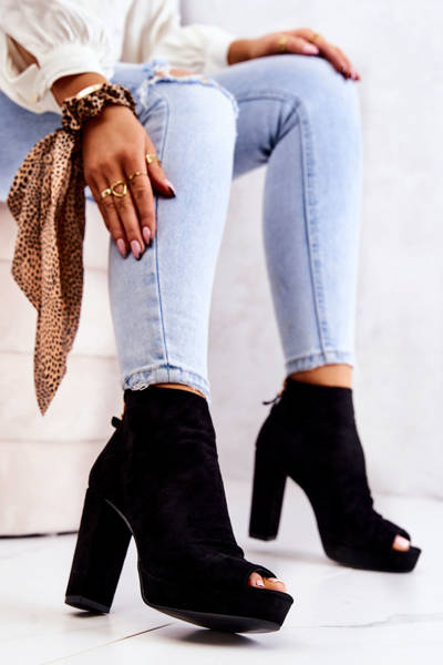 Stiletto Booties Open Toe Black Adore