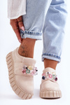Buty Sportowe Półbuty Modne Wsuwane Ozdoba Beżowe Desire NB615