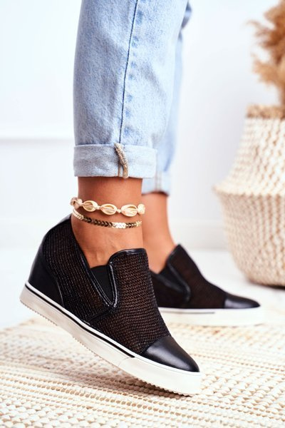 Damskie Sneakersy Lu Boo z Siateczką Czarne Morgono