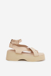 Women's sandals on platform and wedge eco leather beige Tenzorus