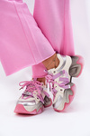Ladies Leather Sneakers On Chunky Sole Pink GOE RR2N4030