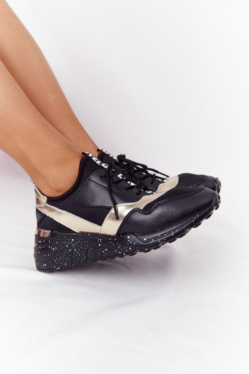 Leather Wedge Sneakers S.Barski Black-Gold