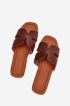 Women's Flat Sandals With Cutouts Dark Brown Salyra