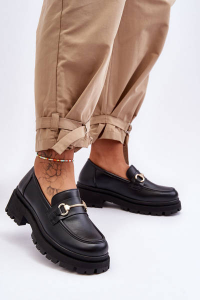 Women's Classic Moccasins On Platform Black Miracle