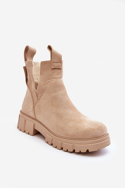 Cut-Out Work Boots Light Beige Heaven