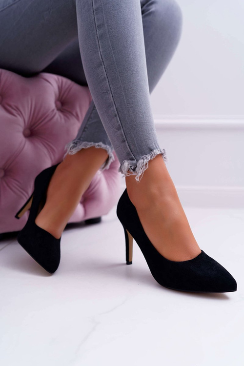 Women's Stilettos Suede Pointed Black Kiss Me