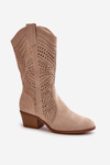 Women's Tall Suede Cowboy Boots Beige Turner
