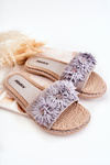 Women's Slippers With Material Flowers Grey Susana