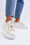 Women's platform sneakers with white embellishments Herbisa