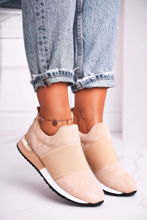 Women’s Sport Shoes Sneakers Slip-on Beige Say Something