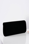 Women's Handbag Black Suede Clutch Bag Gold Chain