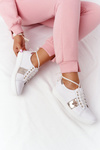 Women's Leather Sneakers Lewski Shoes 2786-0 White-Gold