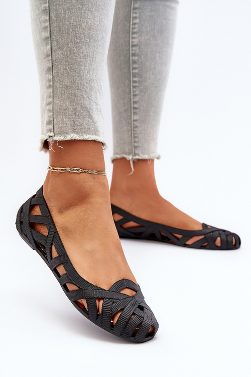 Women's Rubber Ballerina Flats Black Salam