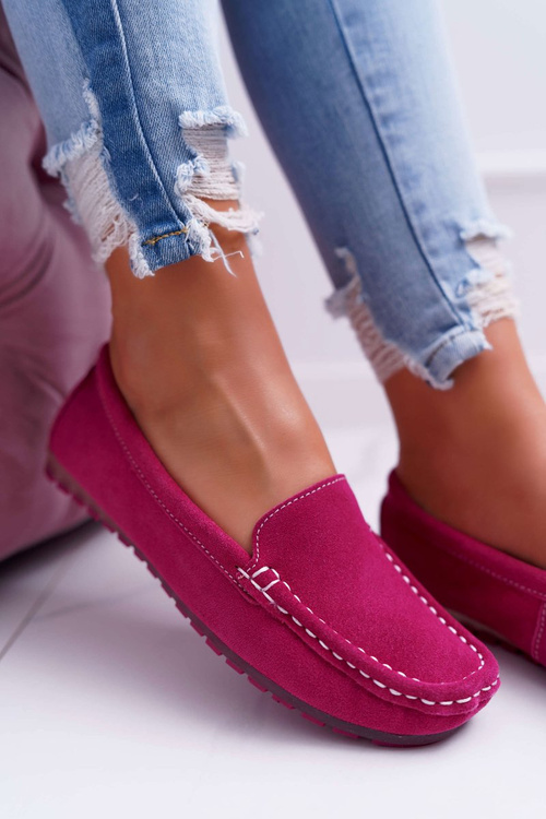 Women's Moccasins Suede Leather Fuchsia Tenzion