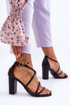 Leather High Heel Sandals With Straps Black La Meria 