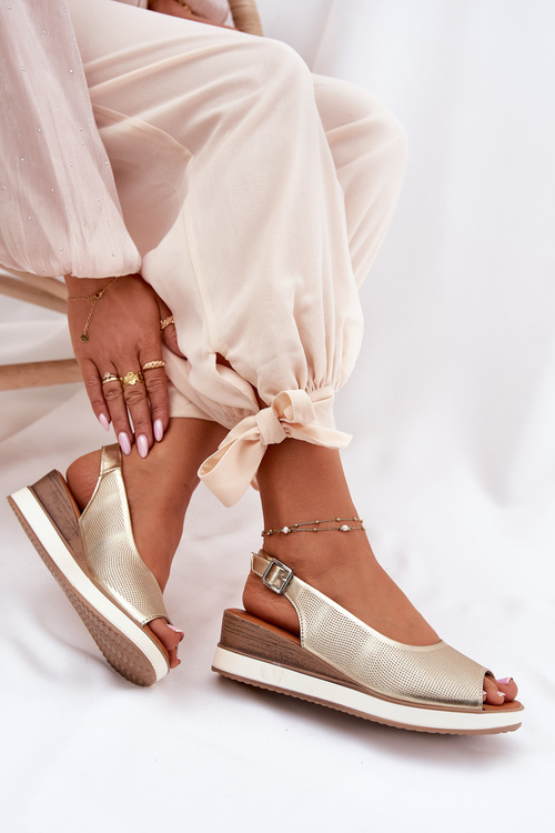 Leather Wedge Sandals Artiker 56C2312 Gold