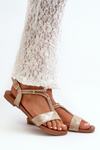 Women's Flat Sandals With Straps S.Barski KV27-010 Gold