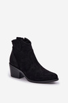 Perforated Cowboy Boots With Zipper Eco Suede S.Barski HY51-061 Black
