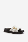 Zazoo 50101 Women's Leather Platform Slides, White